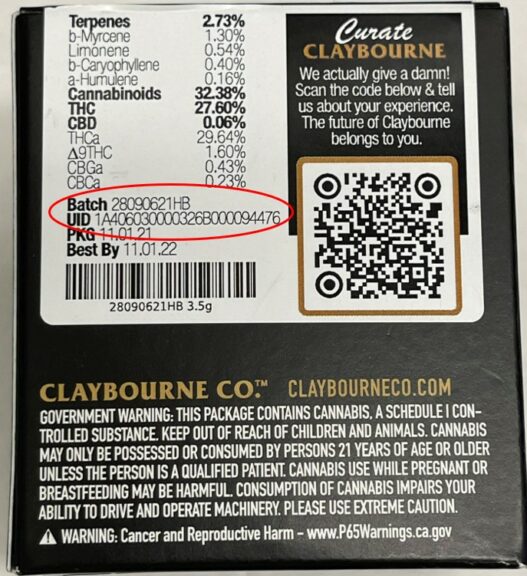 Image of the back of Claybourne Co product packaging